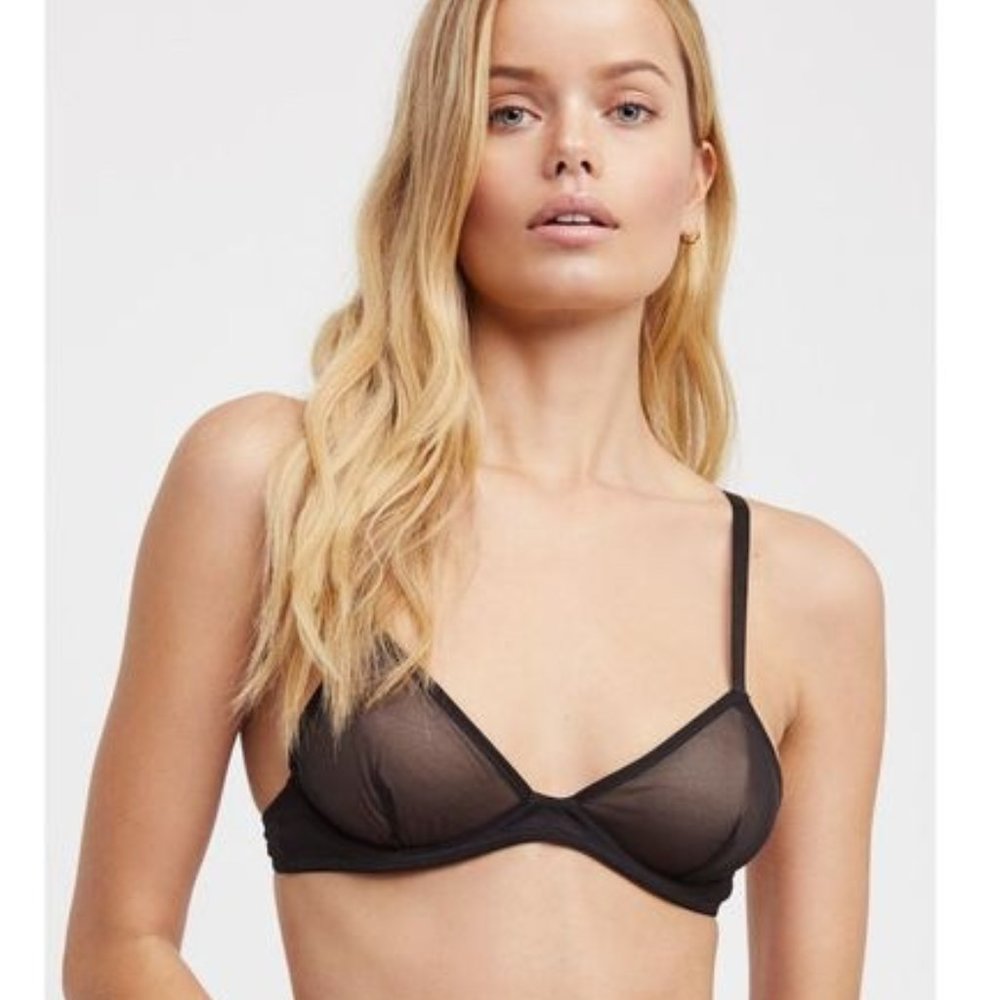 NWT Free People Mesh Underwire Bra Lingerie black